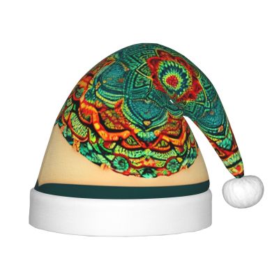 berbo Festive Fluffy Santa Hat for Kids - Soft and Warm Christmas Accessory for Boys and Girls (4-12 Years) Mandala