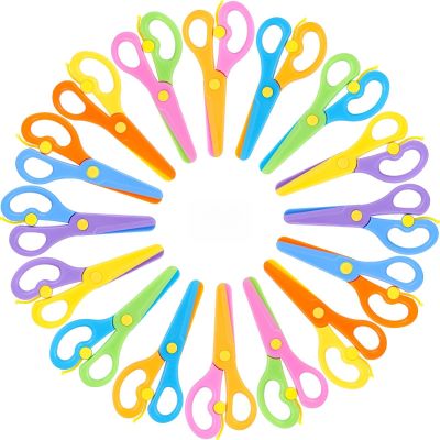 LOVESTOWN Kids Safety Scissors, 16 PCS Blunt Tip Toddler Scissors for Preschool Training, Anti-Pinch Design, Child Hand-Eye Coordination Development, Playdough Cutting Tools & Craft Activities