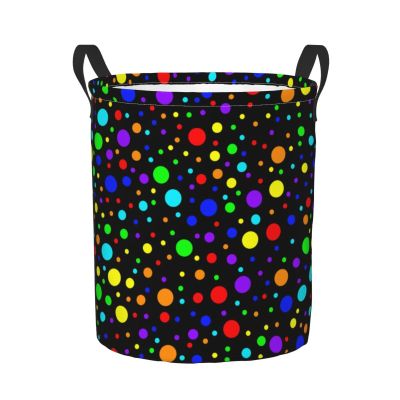 Foruidea Rainbow On Black Laundry Basket,Laundry Hamper,Collapsible Storage Bin, Oxford Fabric Clothes Baskets,Nursery Hamper For Home,Office,Dorm,Gift Basket