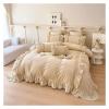 ADovz Ruffled Ruffle Velvet Fleece Warm Winter Girls Bedding Set Sheet Style Duvet Cover Set,Bed Sheets view 2