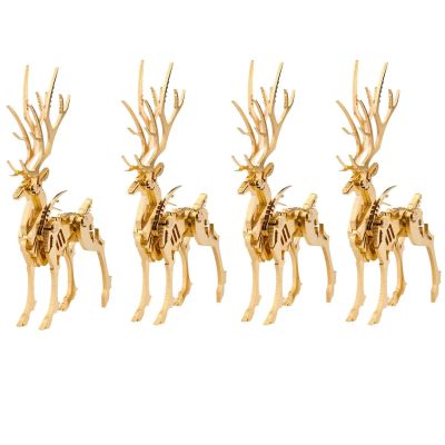Metalkitor 3D Metal Puzzles for Adults, Christmas Elk Model Kit - Executive Desk Ornament - Steampunk DIY Crafts - Assembly Brain Teaser - Perfect Room Decor, 200+ PCS(Gold)