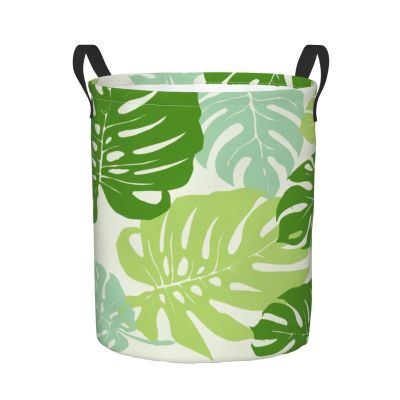 Foruidea Banana Leaf Laundry Basket,Laundry Hamper,Collapsible Storage Bin, Oxford Fabric Clothes Baskets,Nursery Hamper For Home,Office,Dorm,Gift Basket