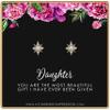 Daughter Gifts from Mom Dad  Gift for Adult Daughter  Daughter Birthday Card and Jewelry  Christmas Gifts for Women Teenage Girl  Pearl Starburst Earrings 14k Gold view 1