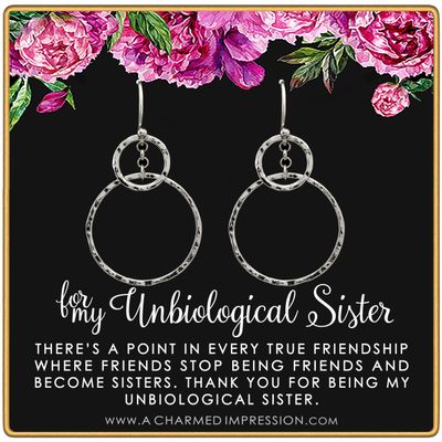 Best Friend Gifts for Women Unbiological Sister Christmas Gifts for Women Stepsister Gifts Love Friendship Bonus Sister Earrings for 2 3 Infinity Ring Earrrings Silver