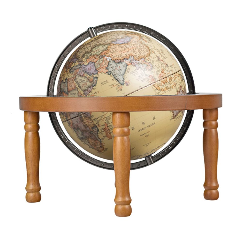 SYALEO Globo Terrqueo 25cm World Globe W/ 4 Leg Wooden Stand Rechargeable Globe Touch Lamp Built-in LED Classic Night View Light Up Globe for Room Teaching Easy-Read