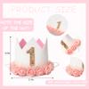 Baby's First Birthday Floral Crown - Themed Party Hat With Flowers, Girls' 1st Birthday Boho Flower Crown view 2