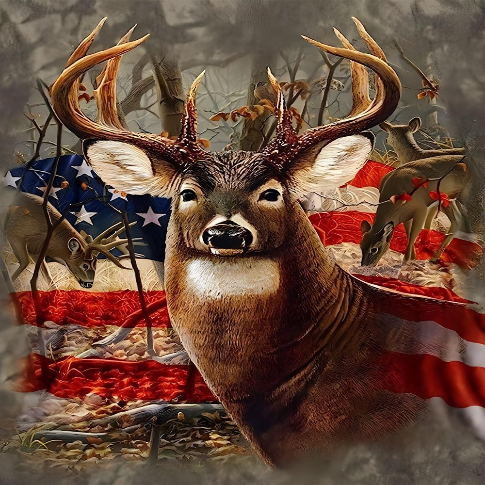 1000 Pieces Jigsaw Puzzle for Adults,American Flag Deer Wood Jigsaw Puzzle,Brain Challenge Educational Game Relaxation Pastime Entertainment Activity Decorative Puzzle