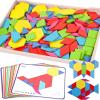 3 otters Wooden Pattern Blocks Shapes for Kids, Geometric Tangram Puzzle with Activity Cards, 150 PCS Educational Toy view 1