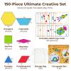 3 otters Wooden Pattern Blocks Shapes for Kids, Geometric Tangram Puzzle with Activity Cards, 150 PCS Educational Toy view 2