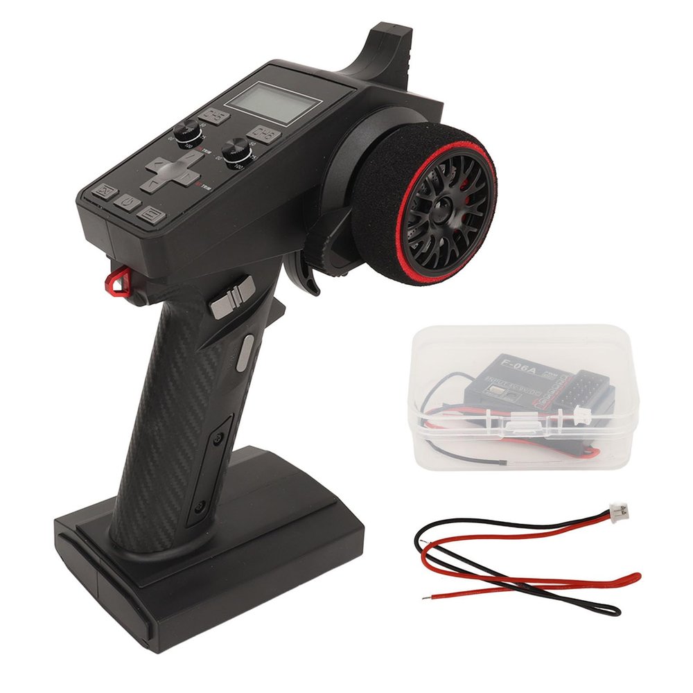 2.4G 6CH Remote Control and Receiver, Ergonomic Design, Multifunction, Widely Applicable, LCD Display, Comfortable Holding for Model Cars Boats