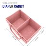 Runsabay. Diaper Caddy Organizer for Newborn Baby Essentials, Large Nursery Storage Bin, Car Organizer for Baby Diapers and Wipes, Baby Basket with Handles - Pink view 2