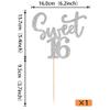 1 Pack Sweet 16 Cake Topper Glitter Teenager 16th Birthday Cake Pick for Cheers to 16 Years Old Sweet 16 Happy 16th Birthday Party Cake Decorations Supplies Silver view 2