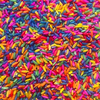 Rainbow Rice Filler for Sensory Bins, Bright Multicolored Rice for Sensory Activity, DIY Sensory Pretend Play for Christmas Gift (12 Cups)