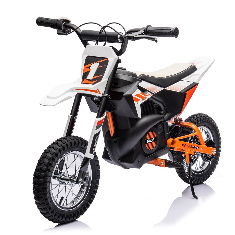 24V Kids Electric Dirt Bike 250W Motor Off-Road Motorcycle, 13.6MPH Fast Speed Powerful Motorcycle for Kids, Electric Mini Bike with Twist Grip Throttle, Leather Seat, Metal Suspension, Rubber Tires