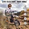 24V Kids Electric Dirt Bike 250W Motor Off-Road Motorcycle, 13.6MPH Fast Speed Powerful Motorcycle for Kids, Electric Mini Bike with Twist Grip Throttle, Leather Seat, Metal Suspension, Rubber Tires view 2