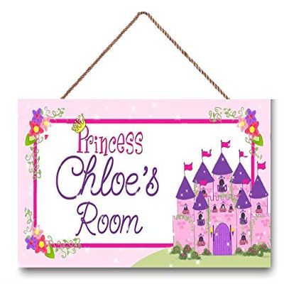 Personalized Name Born to be a Princess Castle Girls Bedroom Baby Nursery Bedroom Door Wood Plaque Sign Wall Decor Gift