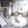 Apioiqa Soft Cotton Baby Rug White Baby Round Play Rug for Floor Washbale Crawling Mats Ruffled Tummy Time Mat Nursery Rug for Kids Children Toddlers White view 4