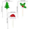 24Pcs Christmas Santa Hat Cupcake Toppers Glitter Holly Leaves Berries Christmas Tree Cupcake Picks Winter Merry Xmas Theme Birthday Party Cake Decorations Supplies view 2