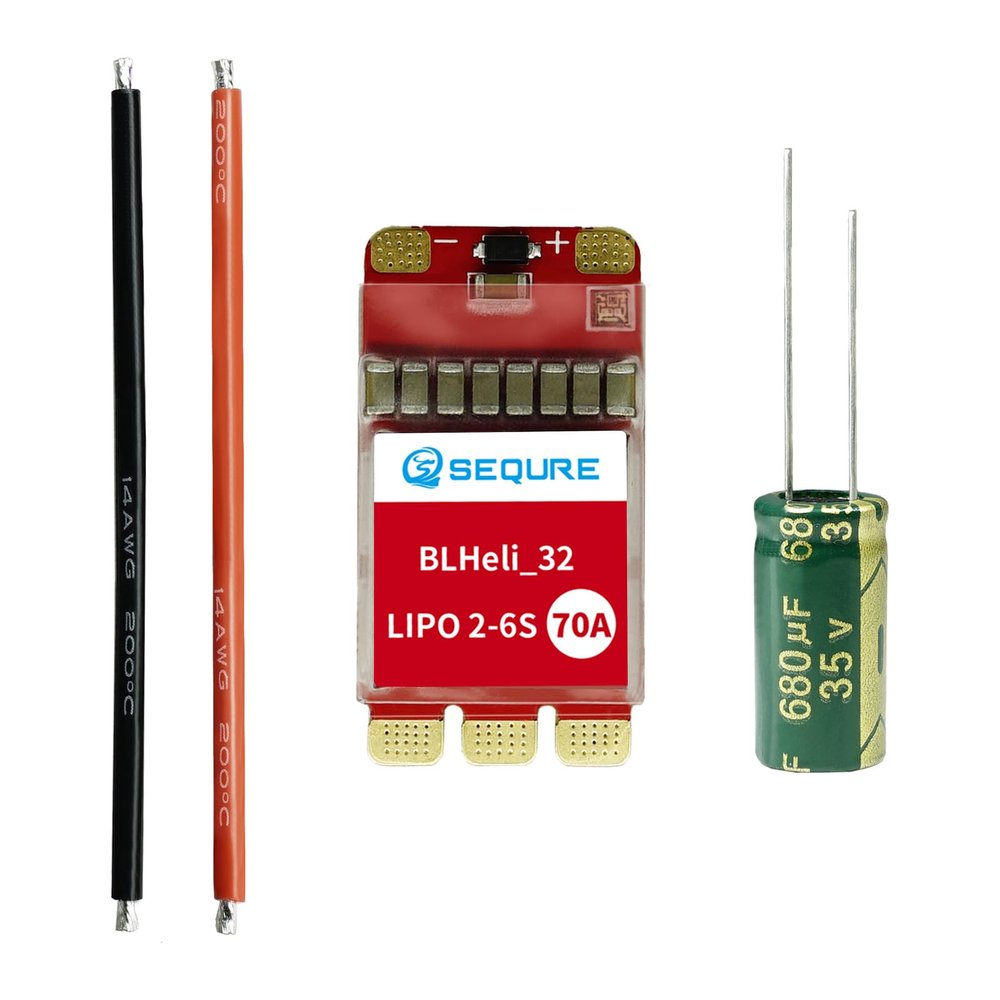 70A Brushless ESC, Electric Speed Controller 2-6S Lipo for Remote Control FPV Planes, RC Servos, RC Car/Boat Models (NO BEC) - BLHeli_32 (Pre-Release Version)