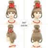AMZCOS Christmas Costume Wig Blonde Braided Synthetic Wig with Red Bow Hair Clip and Necklace for Halloween Christmas Celebration Party view 3