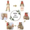 AMZCOS Christmas Costume Wig Blonde Braided Synthetic Wig with Red Bow Hair Clip and Necklace for Halloween Christmas Celebration Party view 4