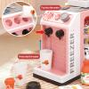 Jovow 48-Piece Pretend Play Cash Register Toy Set for Kids with Water Outlet Function - Calculator, Shopping Bag, Scanners, Coffee Machine, Play Food - Gift for Boys and Girls Ages 3+Pink view 2