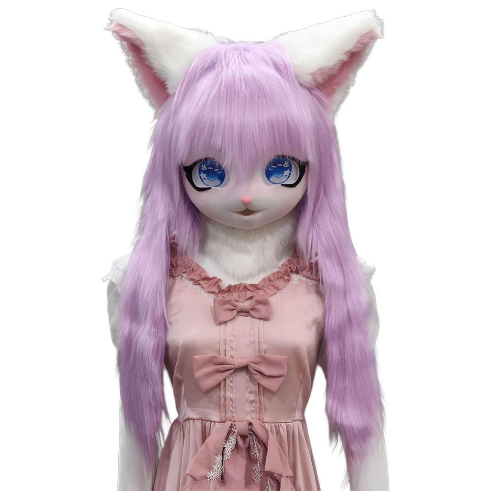 Rolamumu Fursuit kig Animal mask, Anime Style Animal Hood, Lolita Halloween Costume Headgear, Wearable Hood Party Disguise (Color : I)