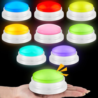Honoson 8 Pcs Recordable Answer Buzzers, Personalized Sound, Recordable, Game Show Buzzers, Perfect for Family Game and Trivia Nights Recording Buttons Gifts for School Classroom Team(Classic Color)