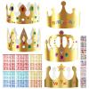AHIER 33 Pieces Paper Crowns Set Paper Prince Princess Hats DIY Party Crowns Make Your Crown With Gem Number Letter Stickers view 2