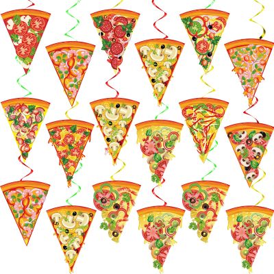 Qyeahkj 84Pcs Pizza Party Hanging Swirl Decorations Ceiling Whirl Hanging Decorations for Pizza Birthday Party Time Hanging Decor Party Streamers Party Supplies