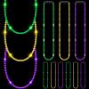 Ecation 12 Pcs LED Mardi Gras Beads Necklace Colorful Light up Bead Mardi Gras Glow Necklace Costumes Accessories for Carnival Birthdays Party Favors Supplies view 1