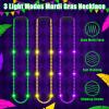 Ecation 12 Pcs LED Mardi Gras Beads Necklace Colorful Light up Bead Mardi Gras Glow Necklace Costumes Accessories for Carnival Birthdays Party Favors Supplies view 3