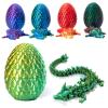 Addcean 3D Printed Dragon in Egg, Full Articulated Crystal Dragon With Egg, Home Office Decor Executive Desk Toys, Adults Fidget Toys for Autism/ADHD (Laser Yellow&Green, 12") view 1