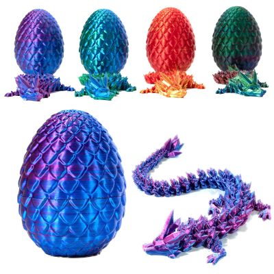 Addcean 3D Printed Dragon in Egg, Full Articulated Crystal Dragon, Home Office Decor Executive Desk Toys, Adults Fidget Toys for Autism/ADHD (Laser Purple, 12")