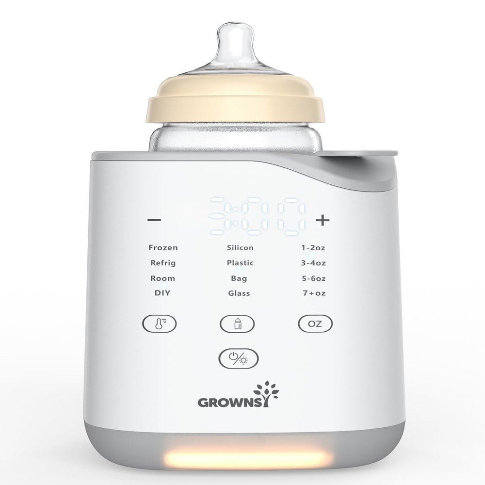 Grownsy Bottle Warmer, 2025 Fast Baby Bottle Warmer for Breastmilk & Formula, Smart Temperature Control, with Timer, Thaw, Food Heater, Night Light, Calentador De Biberones for All Bottles