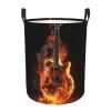 Fire Guitar print Circular Hamper Waterproof Storage Bin Organizer Basket Laundry Hamper With Handles For Clothes Toys Medium view 1