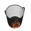 Fire Guitar print Circular Hamper Waterproof Storage Bin Organizer Basket Laundry Hamper With Handles For Clothes Toys Medium view 3