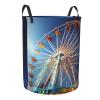 amusement ride print Circular Hamper Waterproof Storage Bin Organizer Basket Laundry Hamper With Handles For Clothes Toys Small view 2