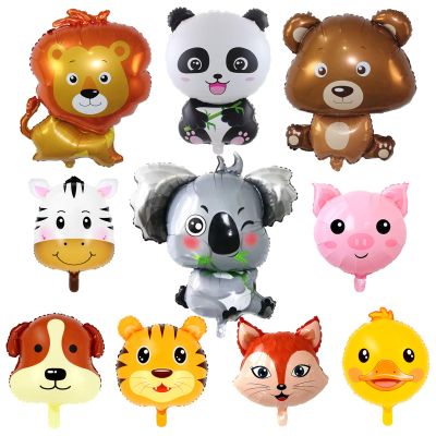 10 Pcs Safari Animal Balloons for Jungle Birthday Party Decorations - Giant Elephant, Lion, Monkey, Panda, Zebra Foil Balloons for Boys Wild One Baby Shower Zoo Party