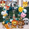 10 Pcs Safari Animal Balloons for Jungle Birthday Party Decorations - Giant Elephant, Lion, Monkey, Panda, Zebra Foil Balloons for Boys Wild One Baby Shower Zoo Party view 3