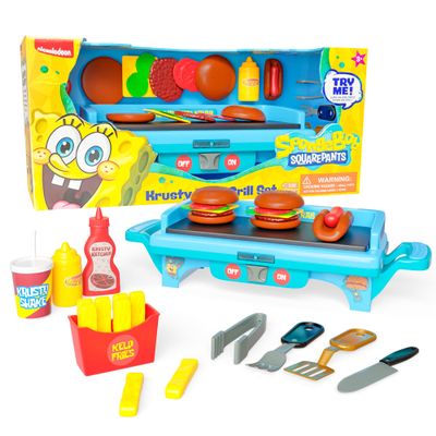 Spongebob Squarepants Kids Grill Playset - Toy Kitchen Sets with Cooking Toys, Kitchen Playset for Kids Ages 6-10, and Pretend Play Kitchen