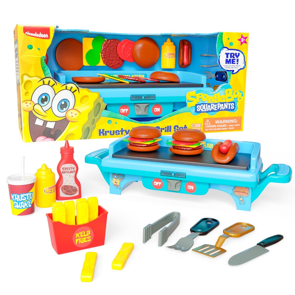 Spongebob Squarepants Kids Grill Playset - Toy Kitchen Sets with Cooking Toys, Kitchen Playset for Kids Ages 6-10, and Pretend Play Kitchen
