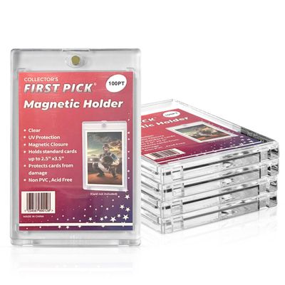 (25) 100PT Premium One Touch Magnetic Card Holder - PVC Free - UV Protection - Hard Plastic Protector for Collectible Sports Cards Trading Card Holder Card Protector Hard Case