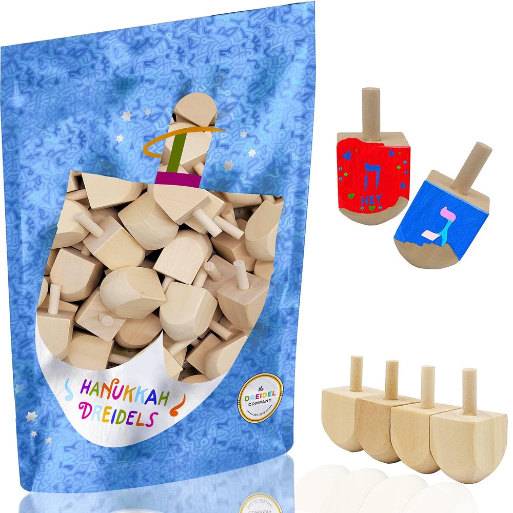 Hanukkah Wood Dreidels, Design Your Own Game, 1.5" Inch Unfinished Natural Wooden Chanukkah Dreidels (1000-Pack)
