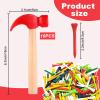 AIHSUMC 10 Pcs Kids Wooden Hammer Toy with 100 Pcs Colorful Wood Golf Tees, Small Plastic Hammer Simulation Hammers Educational Toys for Children Gift Birthday Party Halloween (Red) view 2