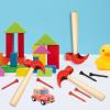 AIHSUMC 10 Pcs Kids Wooden Hammer Toy with 100 Pcs Colorful Wood Golf Tees, Small Plastic Hammer Simulation Hammers Educational Toys for Children Gift Birthday Party Halloween (Red) view 3