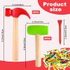 AIHSUMC 10 Pcs Kids Wooden Hammer Toy with 100 Pcs Colorful Wood Golf Tees, Small Plastic Hammer Simulation Hammers Educational Toys for Children Gift Birthday Party (Red and Green) view 2