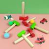 AIHSUMC 10 Pcs Kids Wooden Hammer Toy with 100 Pcs Colorful Wood Golf Tees, Small Plastic Hammer Simulation Hammers Educational Toys for Children Gift Birthday Party (Red and Green) view 3