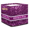 RIRIX Personalized Storage Bins Custom Storage Baskets Basket Boxes with PU Leather Handles for Clothes Bedroom Closet Organizing Toys Books Shelves Storage Boxes-Purple Glitter view 1