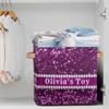 RIRIX Personalized Storage Bins Custom Storage Baskets Basket Boxes with PU Leather Handles for Clothes Bedroom Closet Organizing Toys Books Shelves Storage Boxes-Purple Glitter view 2